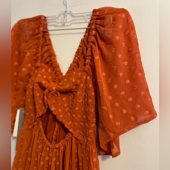 NWT Anthropologie Ruched Tiered Dress Terra Cotta Size XS - Picture 14 of 15